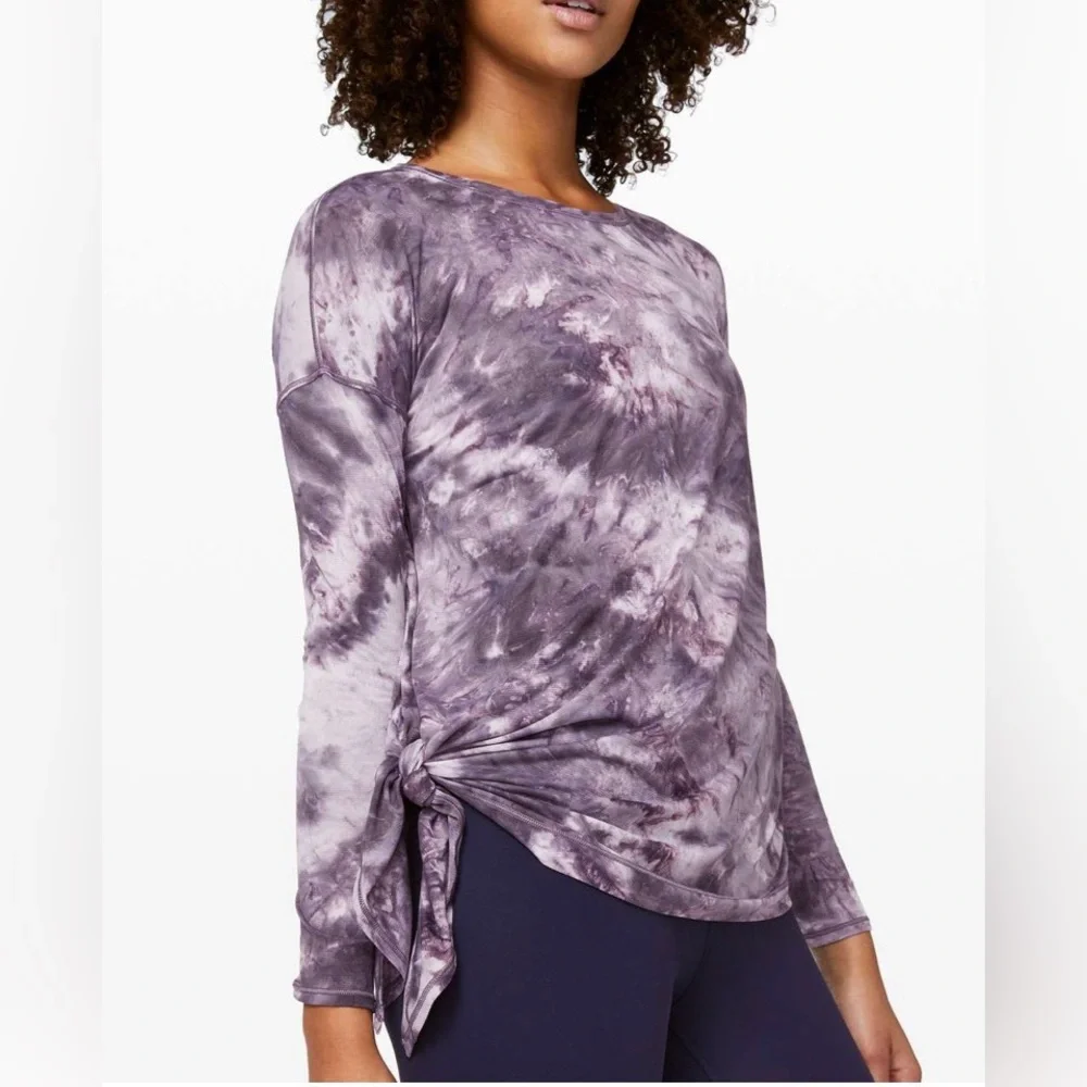 Lululemon To The Point Long Sleeve Mist Diamond Dye Glacier Grey Moonwalk Size 8